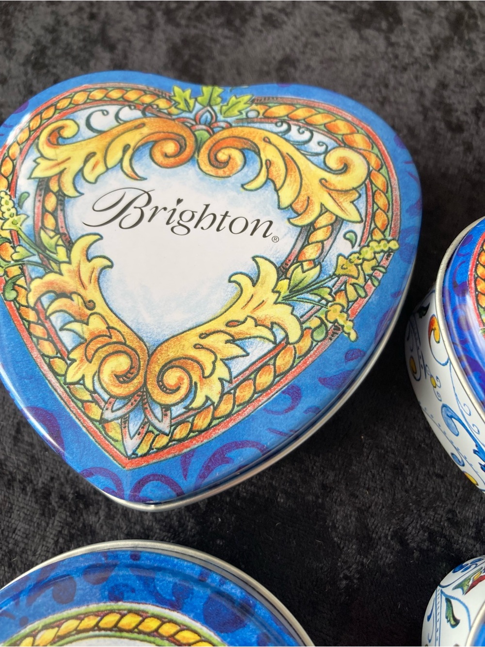 Brighton Blue, Gold & White Decorative Tin Set - Heart & Round - Picture 2 of 7